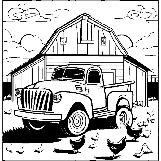 Black and white truck coloring page