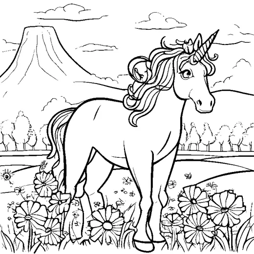 Unicorn Coloring Book, flat view
