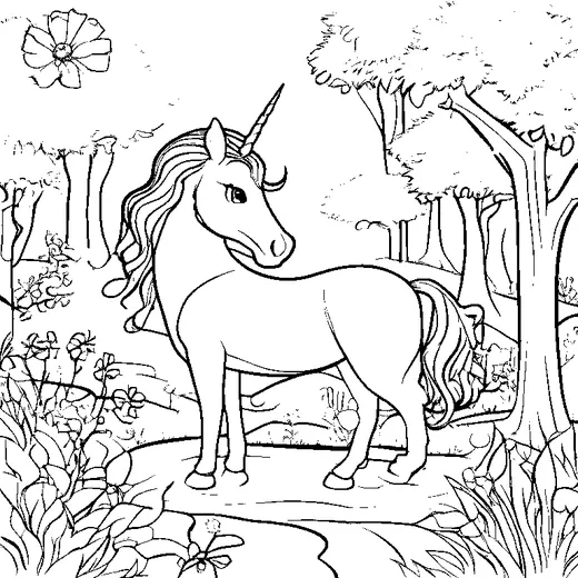 Unicorn Coloring Book, flat view