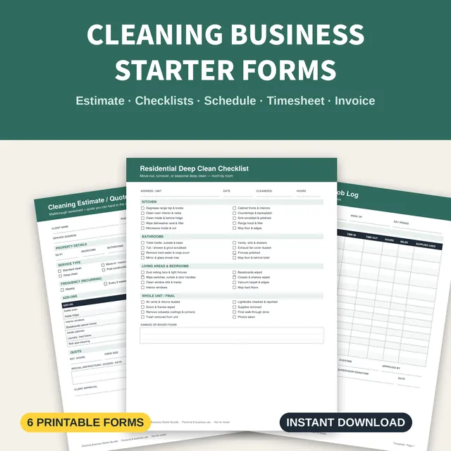 Cleaning business forms bundle